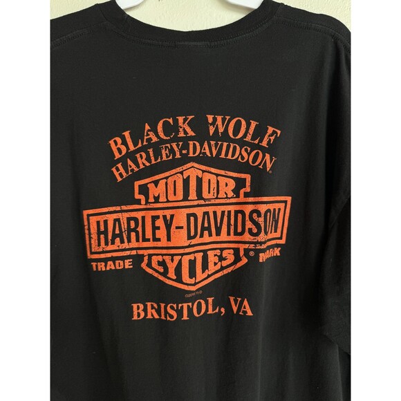 Harley Davidson Black Wolf T-shirt Bristol, Virginia Short Sleeve Motorcycle XXL - Picture 4 of 6